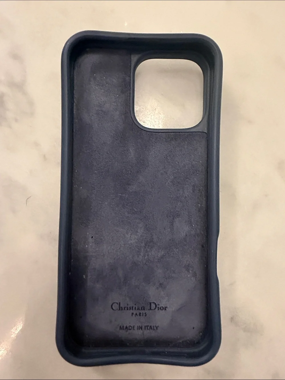 Dior Dark Blue Silicone Apple iPhone 15 Pro max Case with Christian Dior Logo